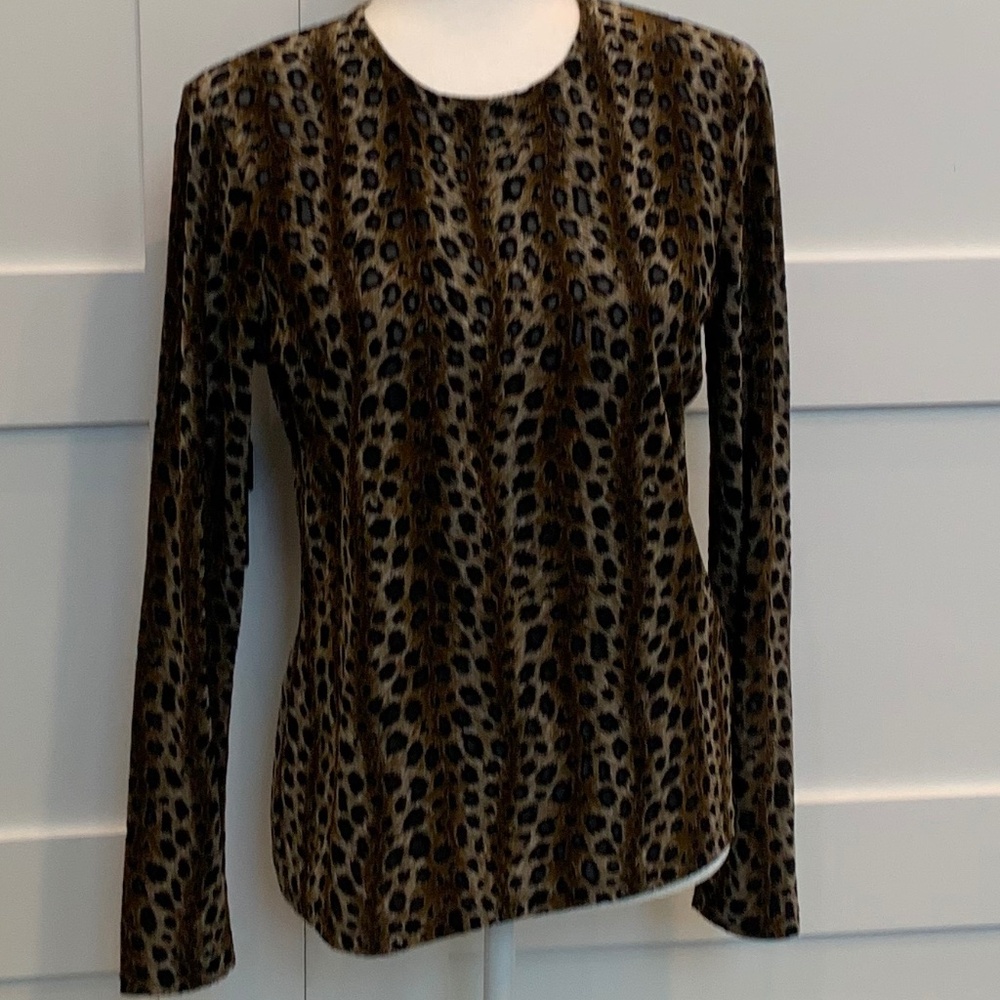 POORBOY Long Sleeve Leopard Burn out Top